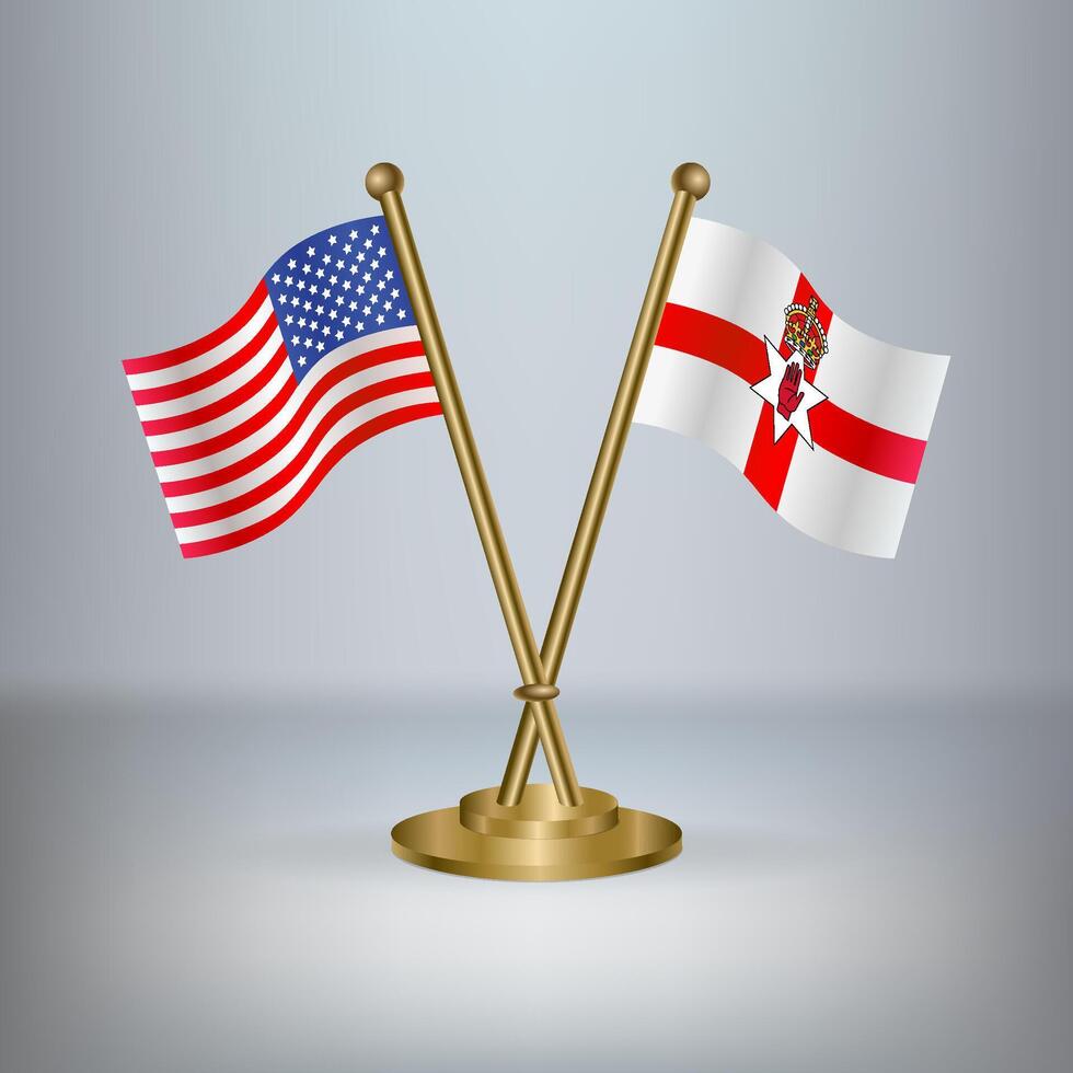 USA and Northern Ireland table flag relation, with gradient background vector