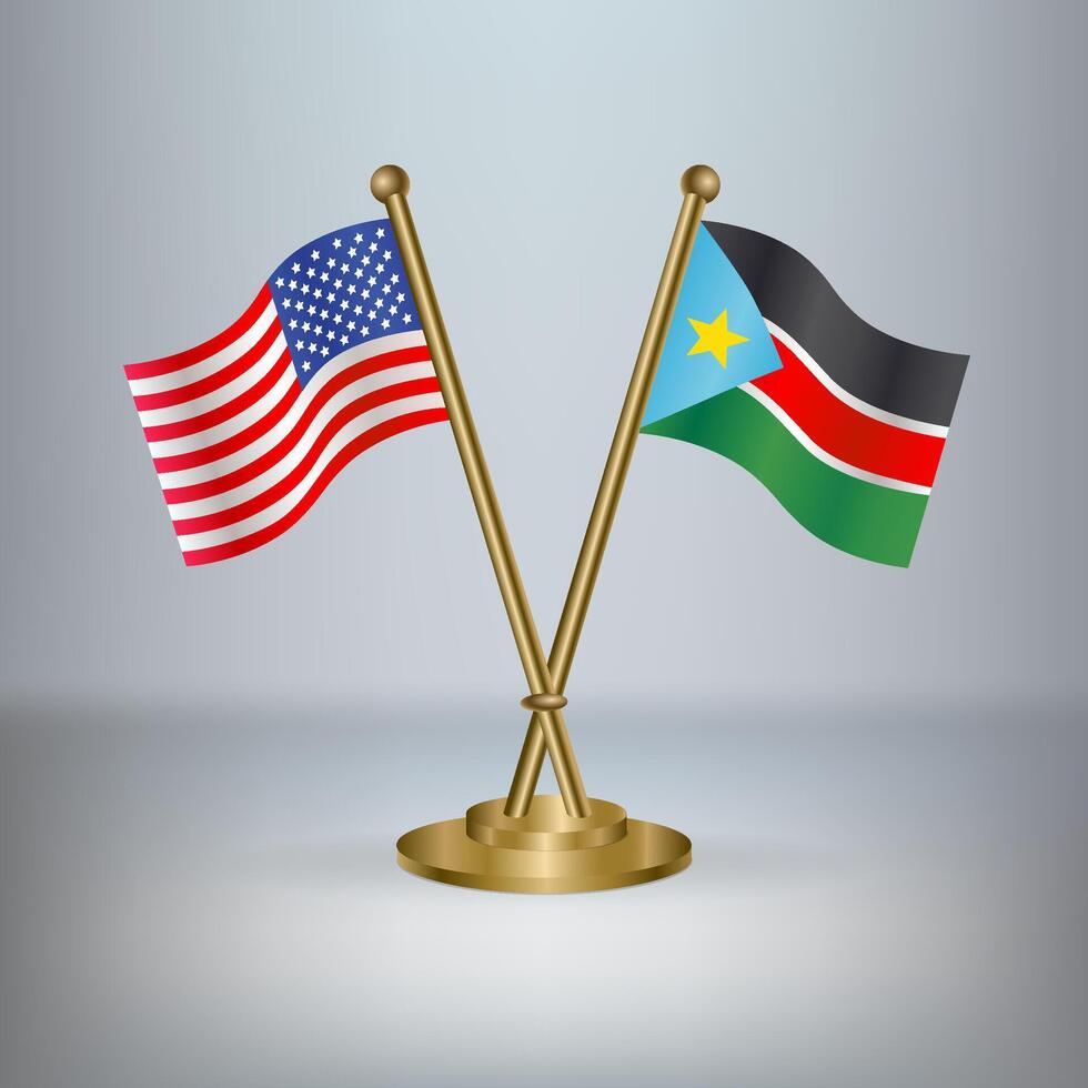 USA and Republic of North Sudan table flag relation, with gradient background vector