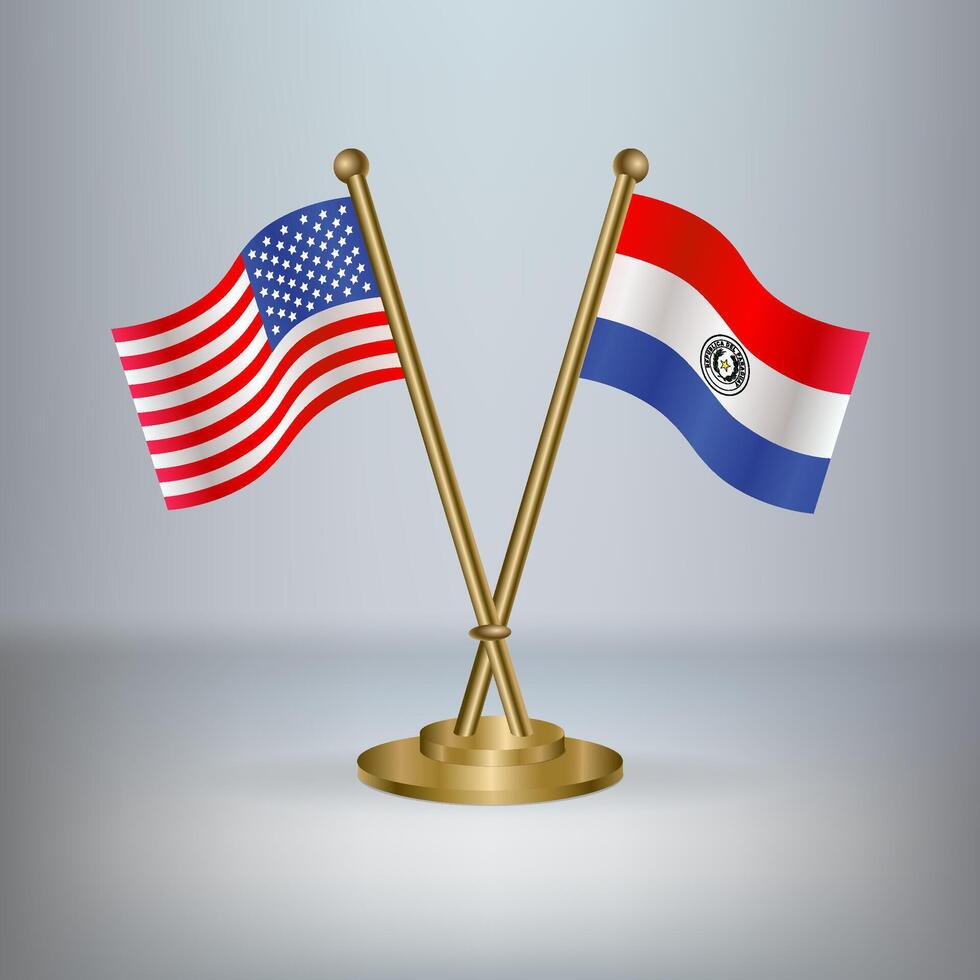 USA and Paraguay table flag relation, with gradient background vector