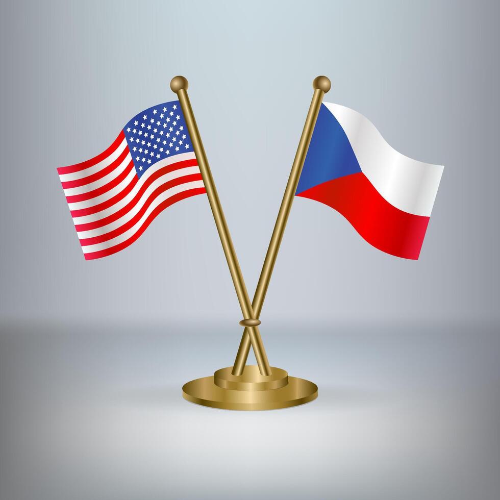 USA and Czech Republic table flag relation, with gradient background vector