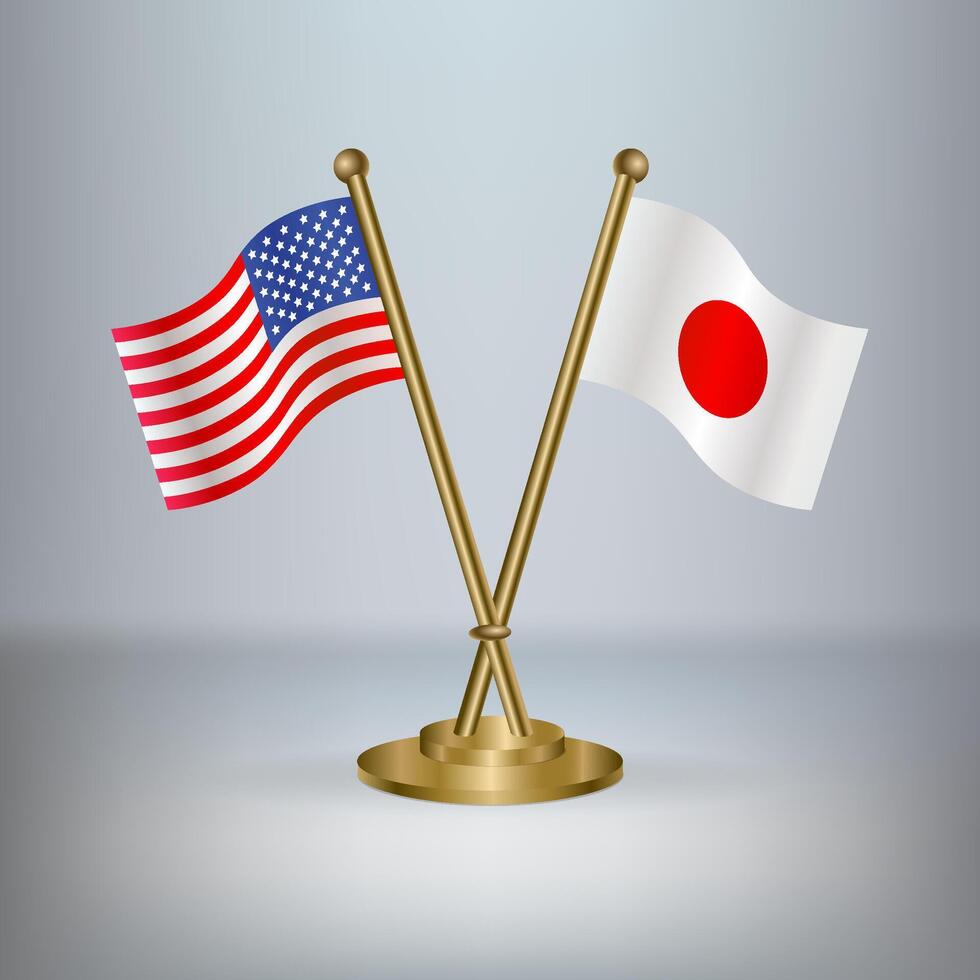 USA and Japan table flag relation, with gradient background vector