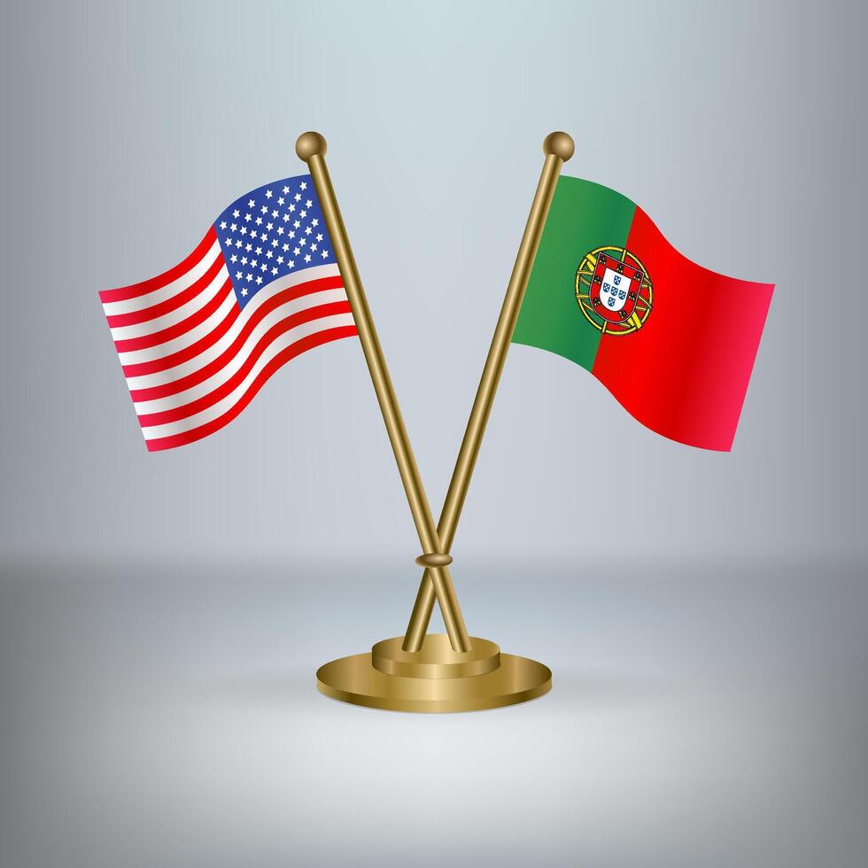 USA and Portugal table flag relation, with gradient background vector