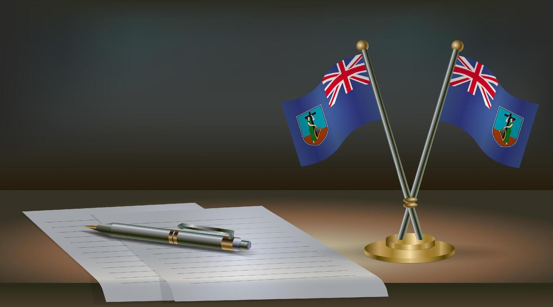Montserrat table flag on a dark gradient color background table. Illustration vector