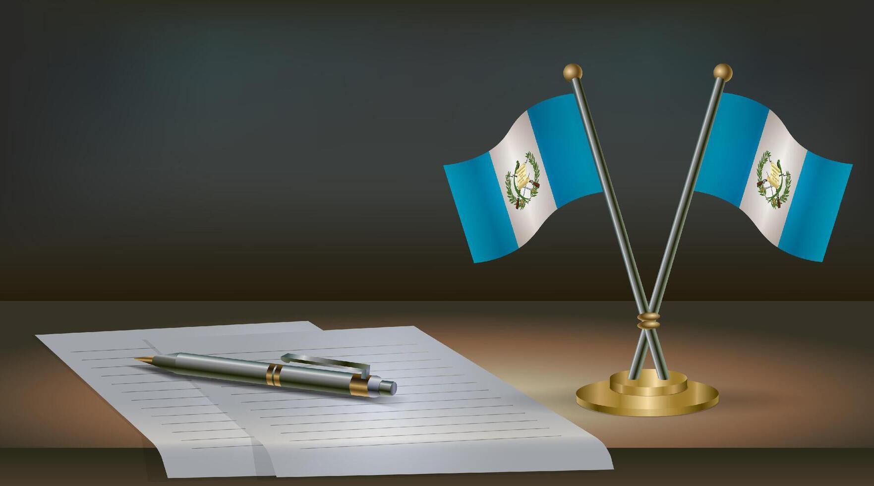 Guatemala table flag on a dark gradient color background table. Illustration vector