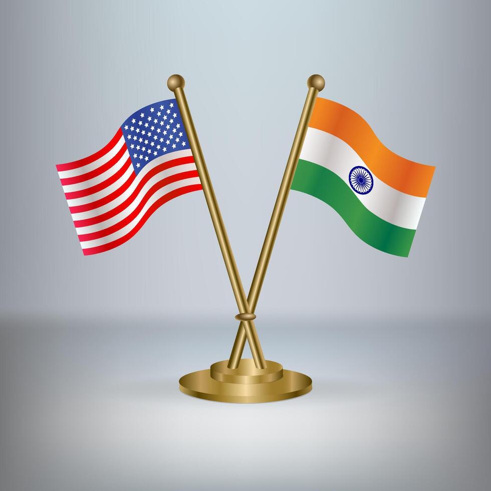 USA and India table flag relation, with gradient background vector
