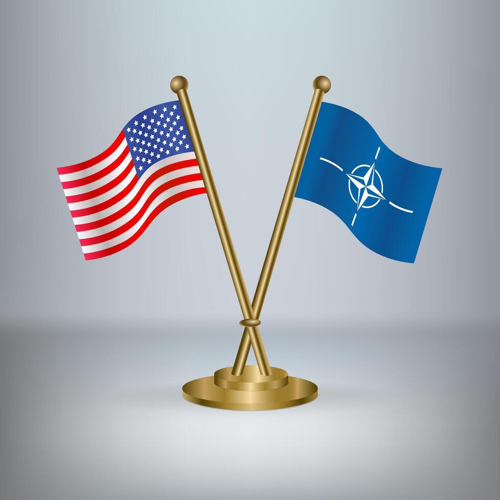 USA and NATO table flag relation, with gradient background vector