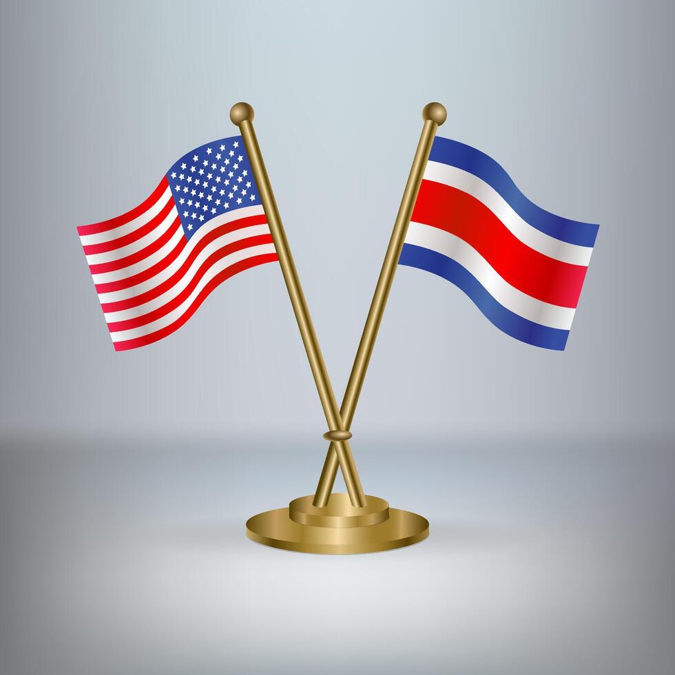USA and Costa Rica table flag relation, with gradient background vector