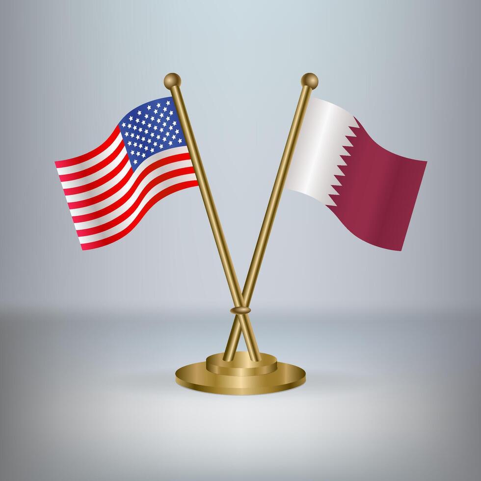 USA and Qatar table flag relation, with gradient background vector