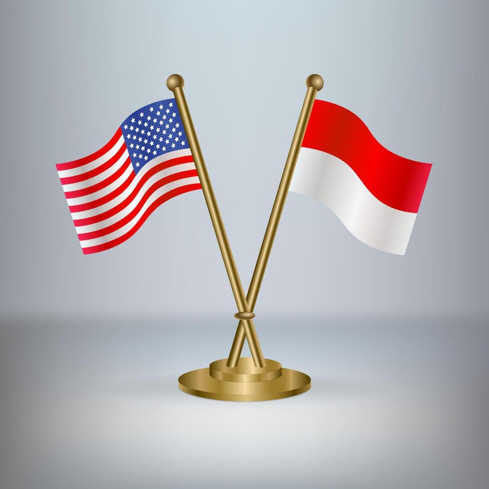 USA and Indonesia table flag relation, with gradient background vector