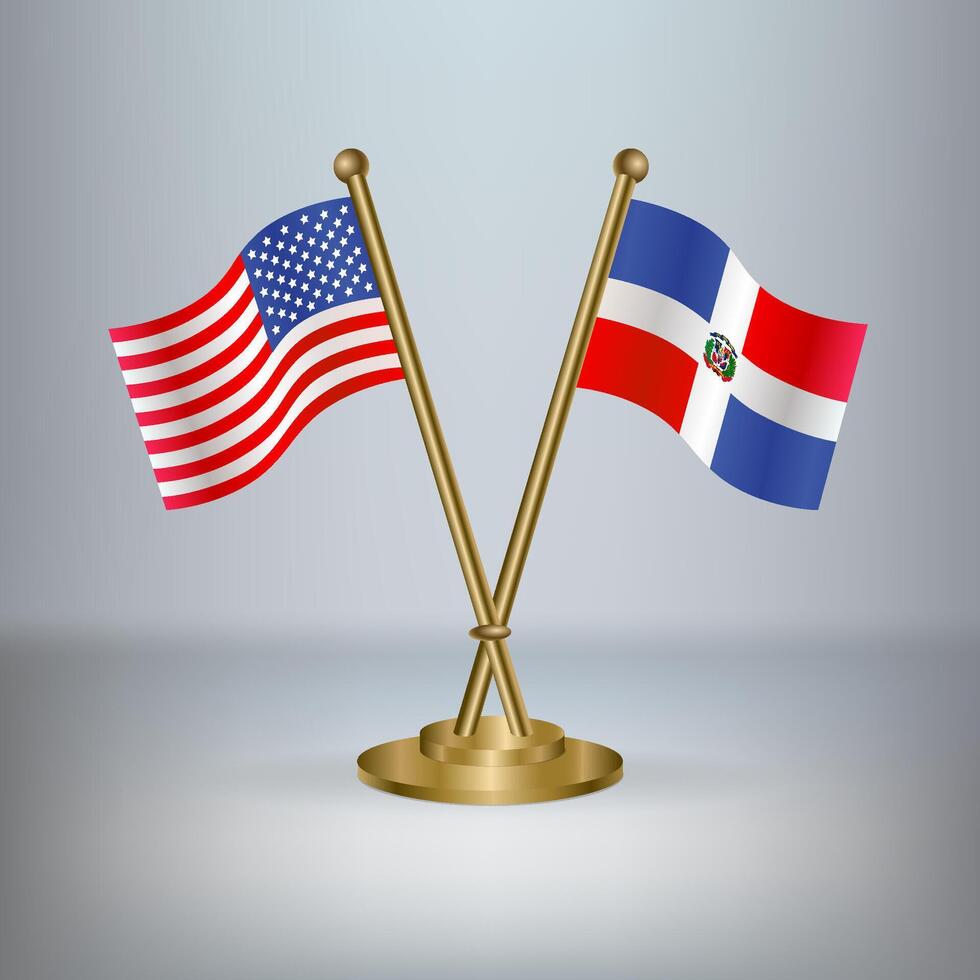 USA and Dominican Republic table flag relation, with gradient background vector