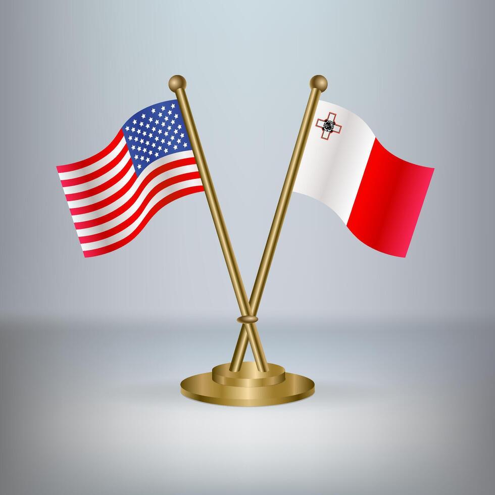 USA and Malta table flag relation, with gradient background vector