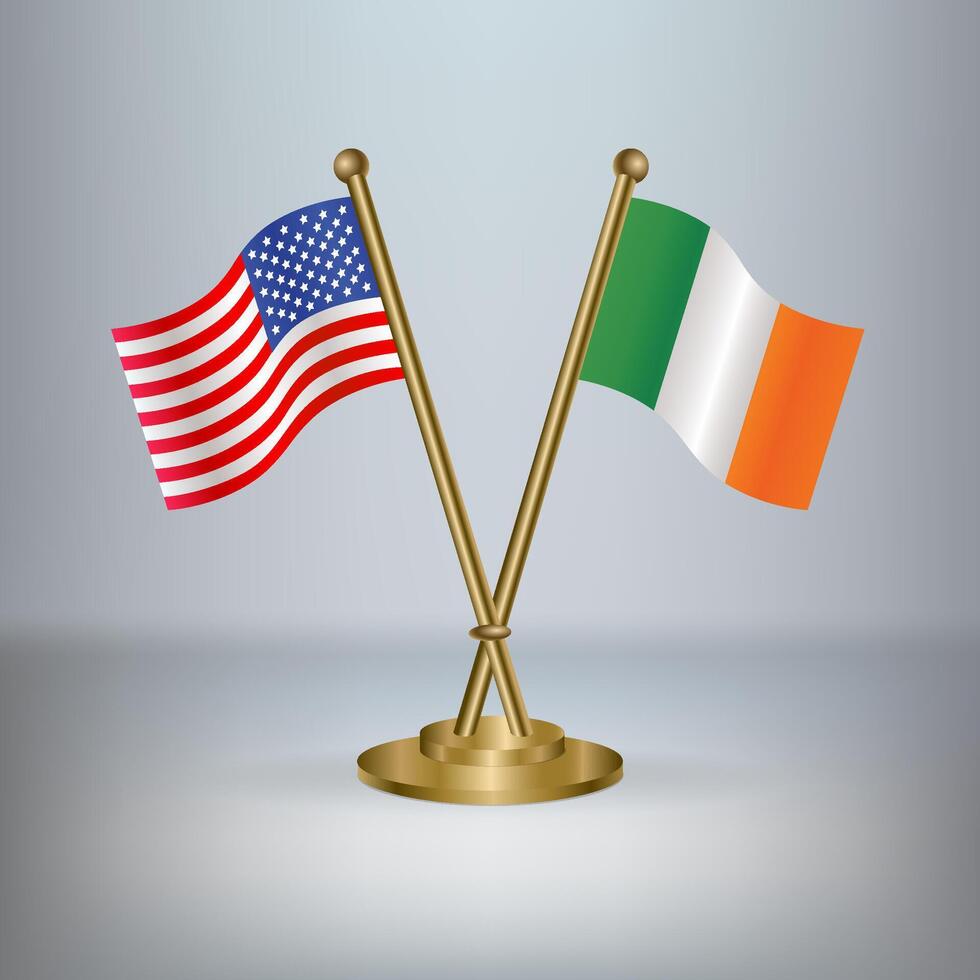 USA and Ireland table flag relation, with gradient background vector