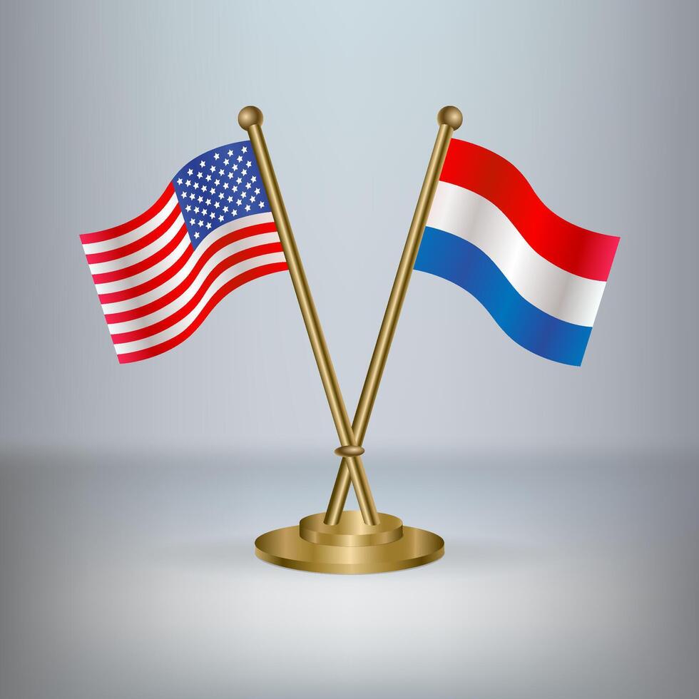 USA and Netherlands table flag relation, with gradient background vector