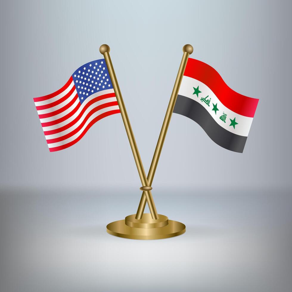 USA and Iraq table flag relation, with gradient background vector