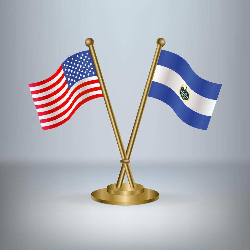 USA and El Salvador table flag relation, with gradient background vector