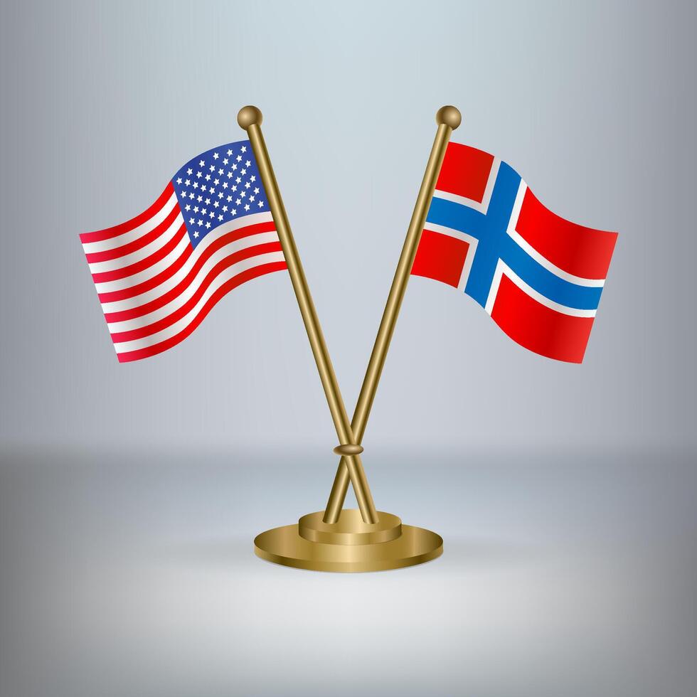 USA and Norway table flag relation, with gradient background vector