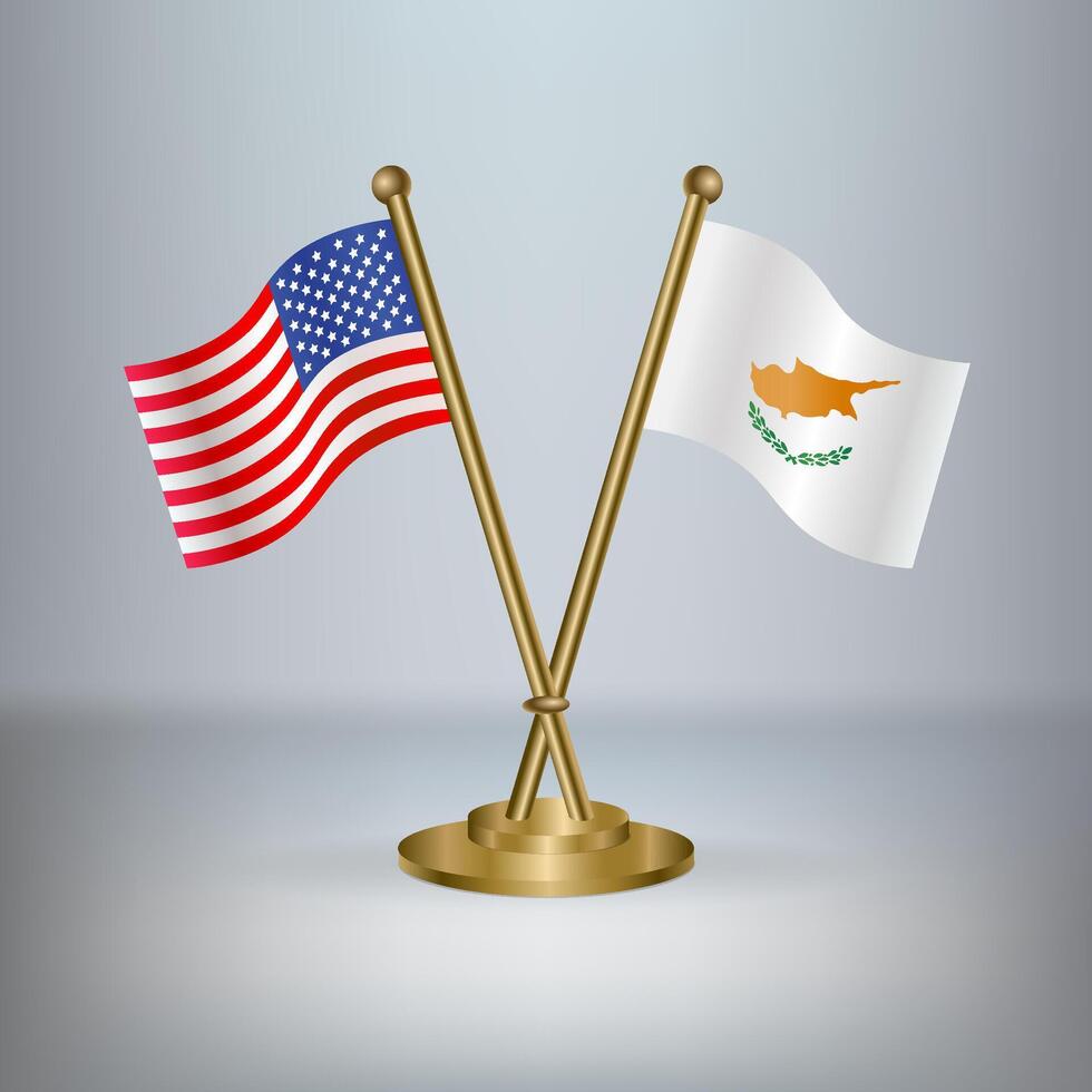 USA and Cyprus table flag relation, with gradient background vector