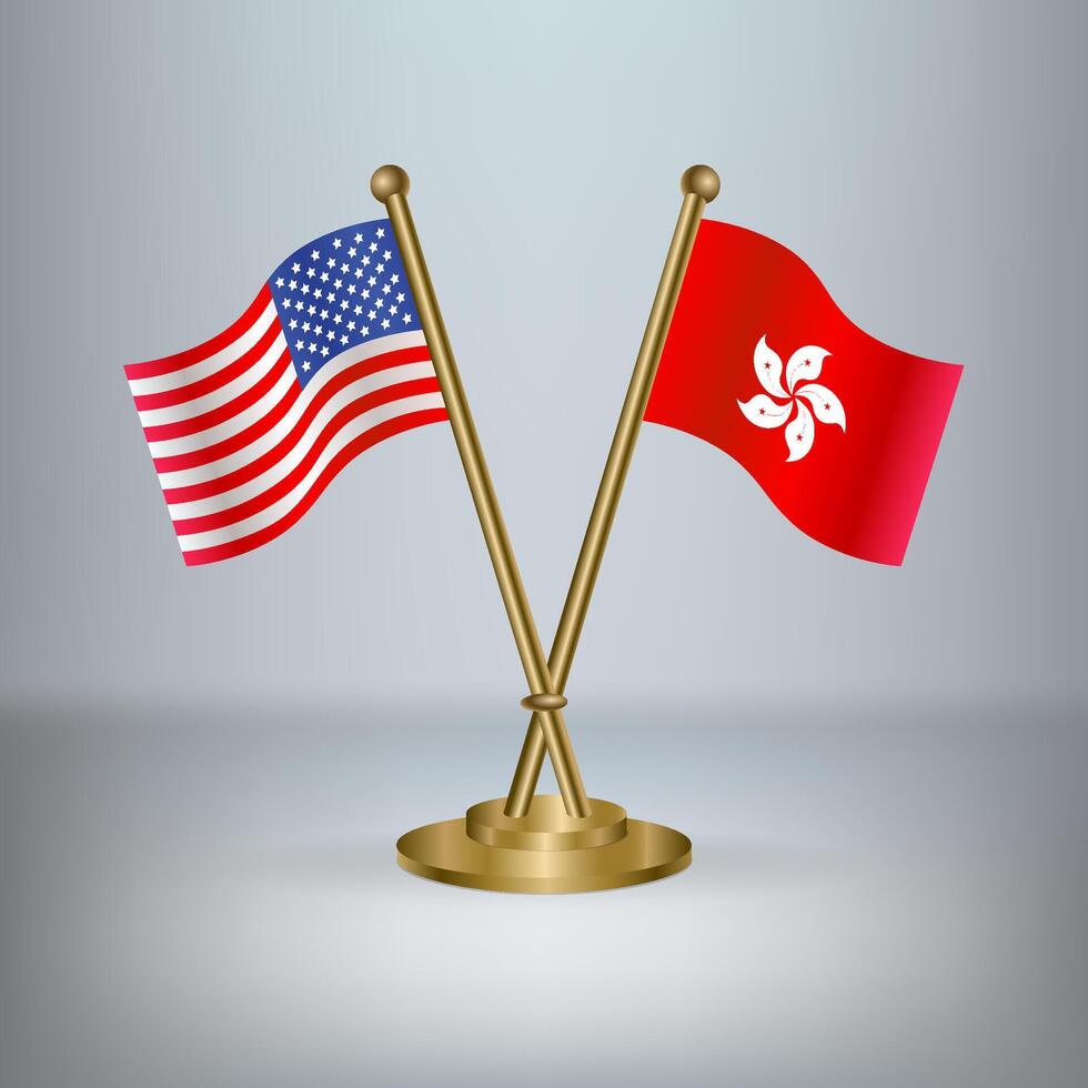 USA and Hong Kong table flag relation, with gradient background vector