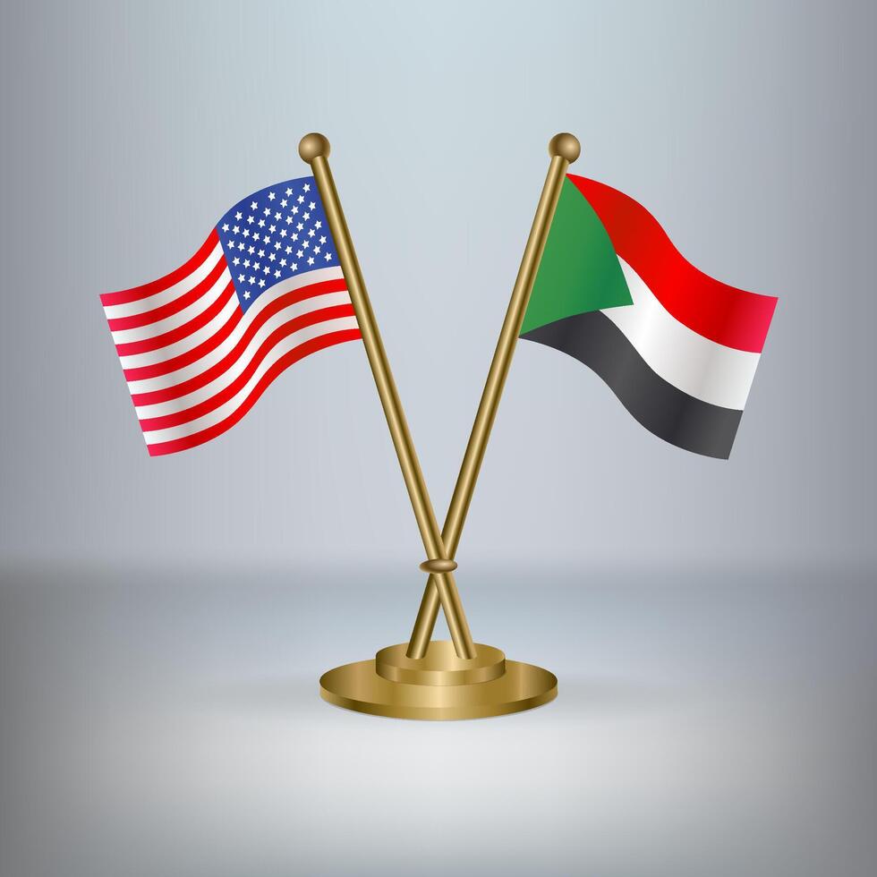 USA and Sudan table flag relation, with gradient background vector