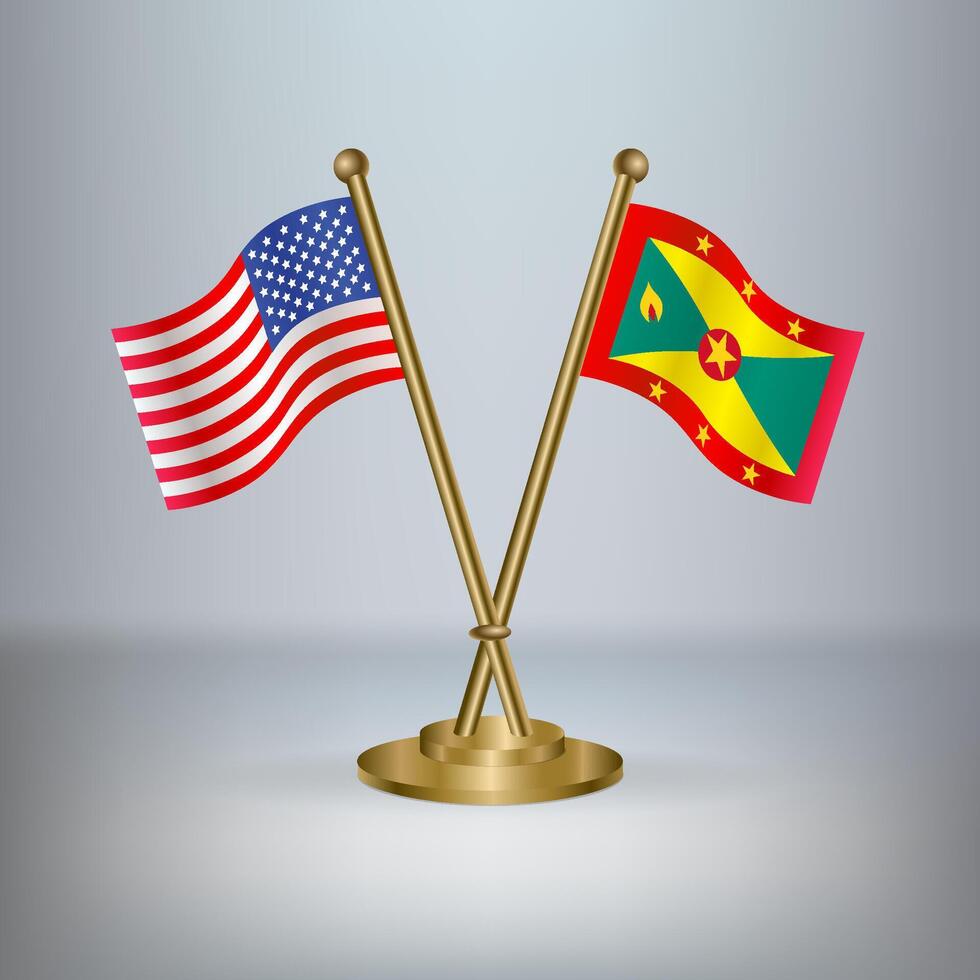 USA and Grenada table flag relation, with gradient background vector