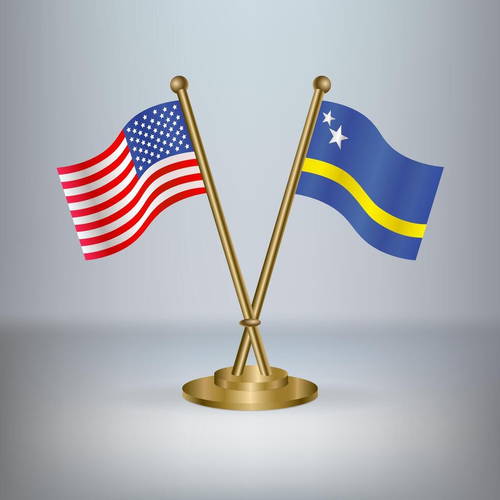 USA and Curacao table flag relation, with gradient background vector