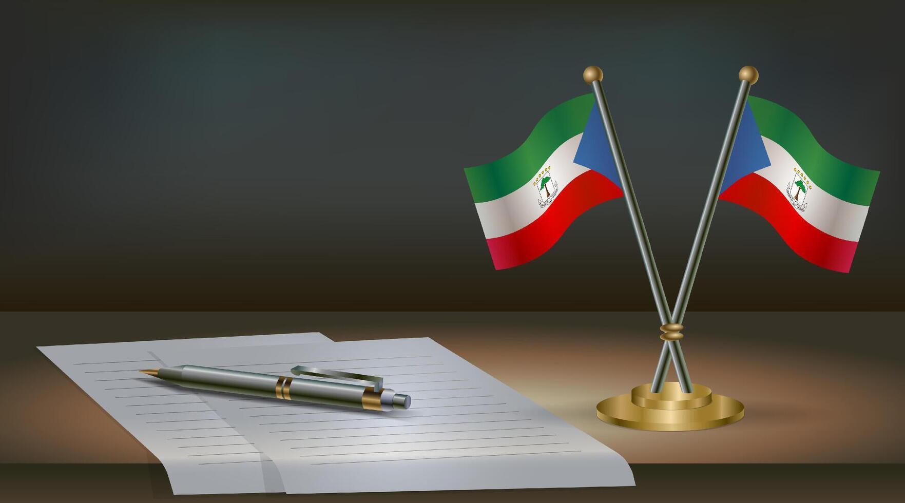 Equatorial Guinea table flag on a dark gradient color background table. Illustration vector
