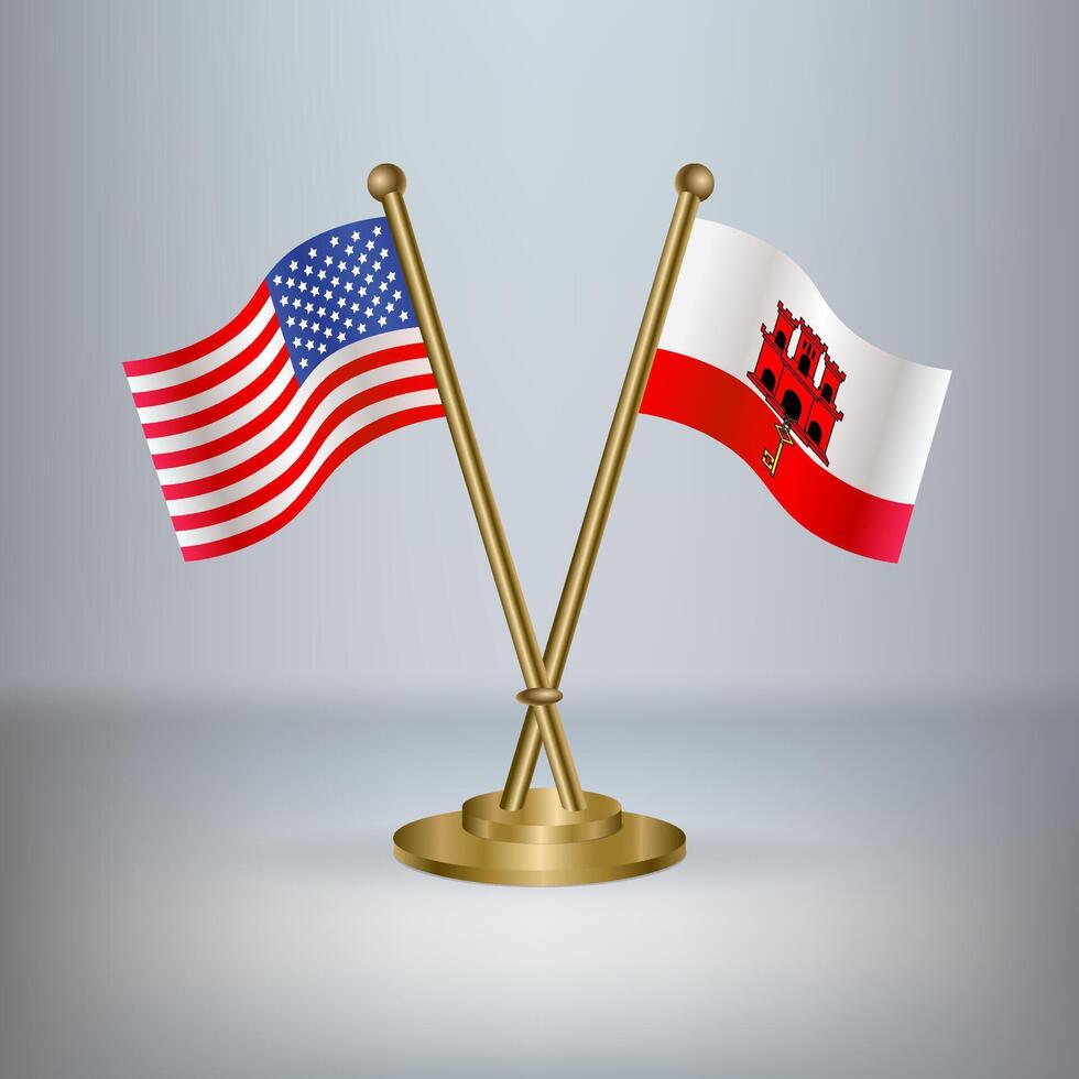 USA and Gibraltar table flag relation, with gradient background vector