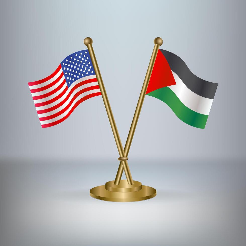 USA and Palestine table flag relation, with gradient background vector