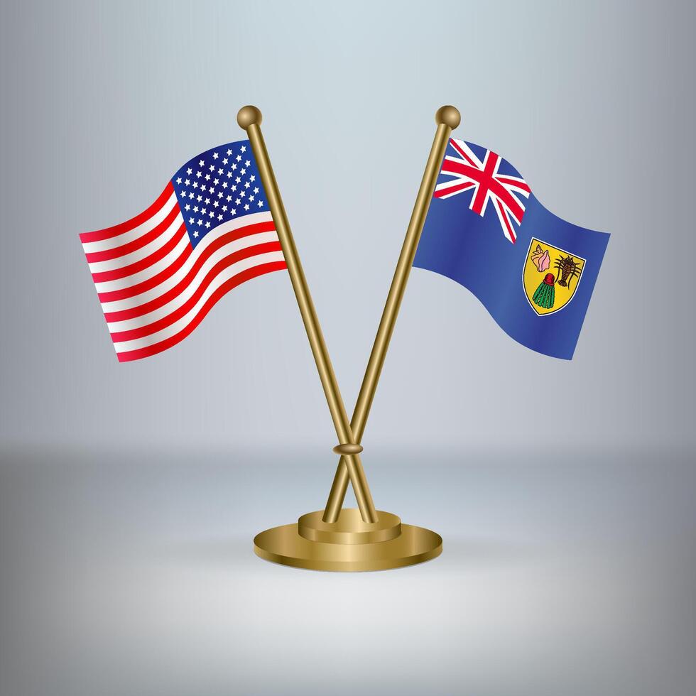 USA and Turk and Caicos table flag relation, with gradient background vector