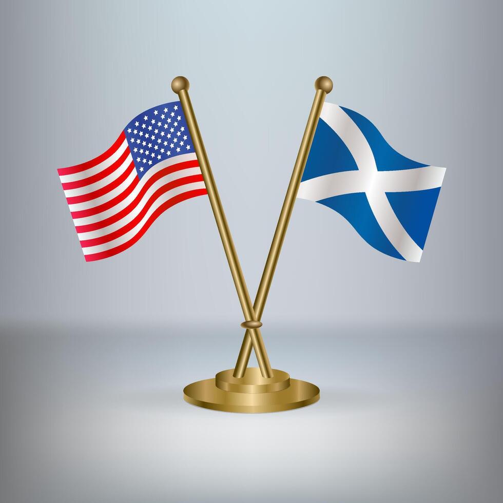 USA and Scotland table flag relation, with gradient background vector