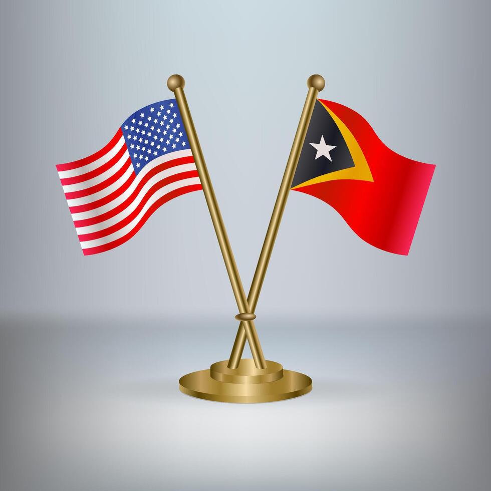 USA and East Timor table flag relation, with gradient background vector