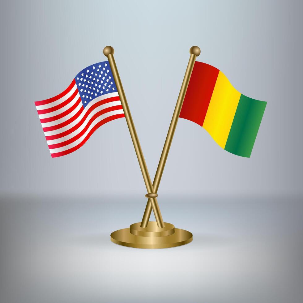 USA and Guinea table flag relation, with gradient background vector