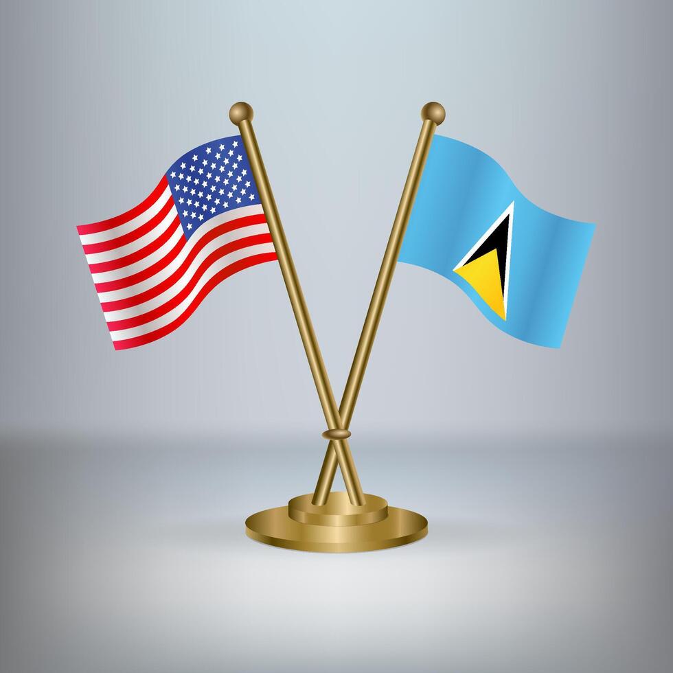 USA and ST. Lucia table flag relation, with gradient background vector