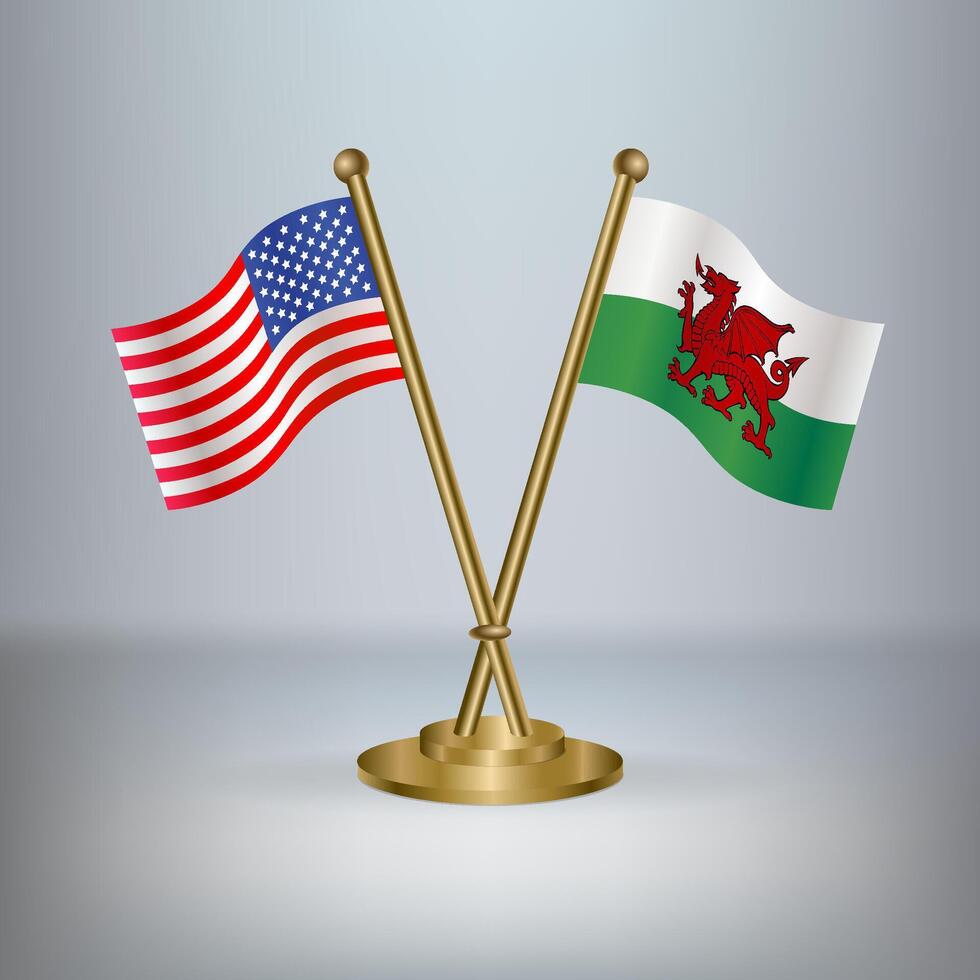 USA and Wales table flag relation, with gradient background vector