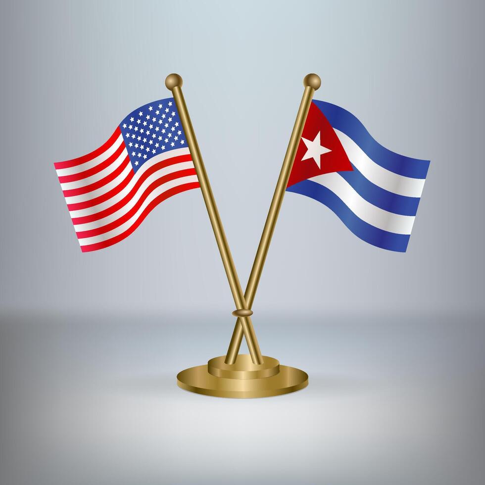 USA and Cuba table flag relation, with gradient background vector
