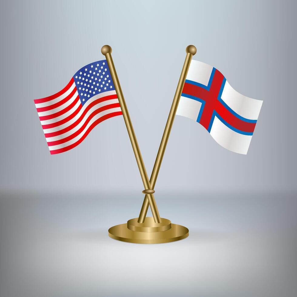 USA and Faroe Islands table flag relation, with gradient background vector