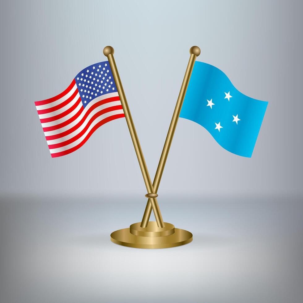 USA and Micronesia table flag relation, with gradient background vector