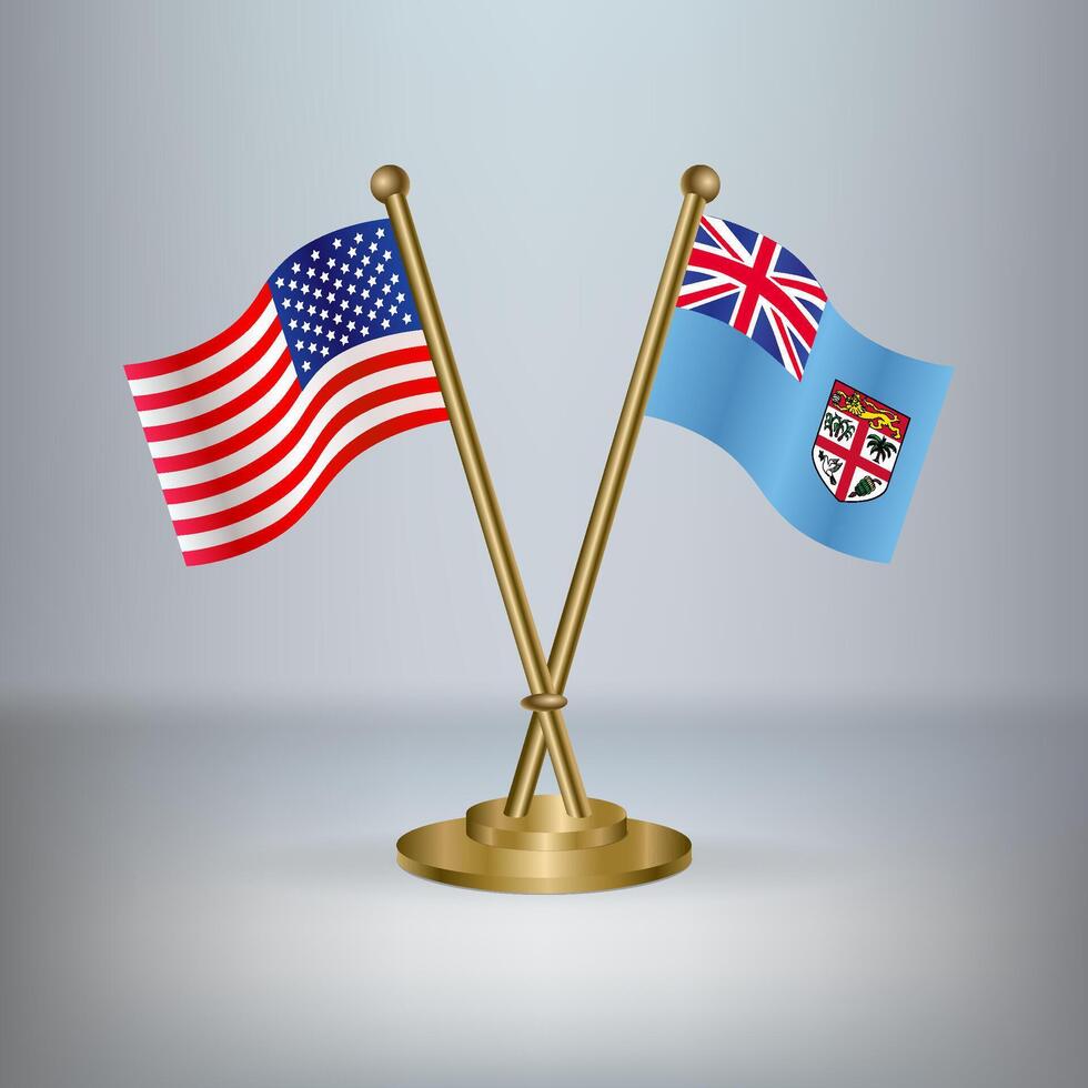 USA and Fiji table flag relation, with gradient background vector