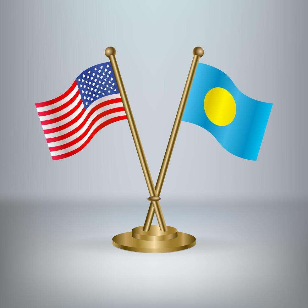 USA and Palau table flag relation, with gradient background vector