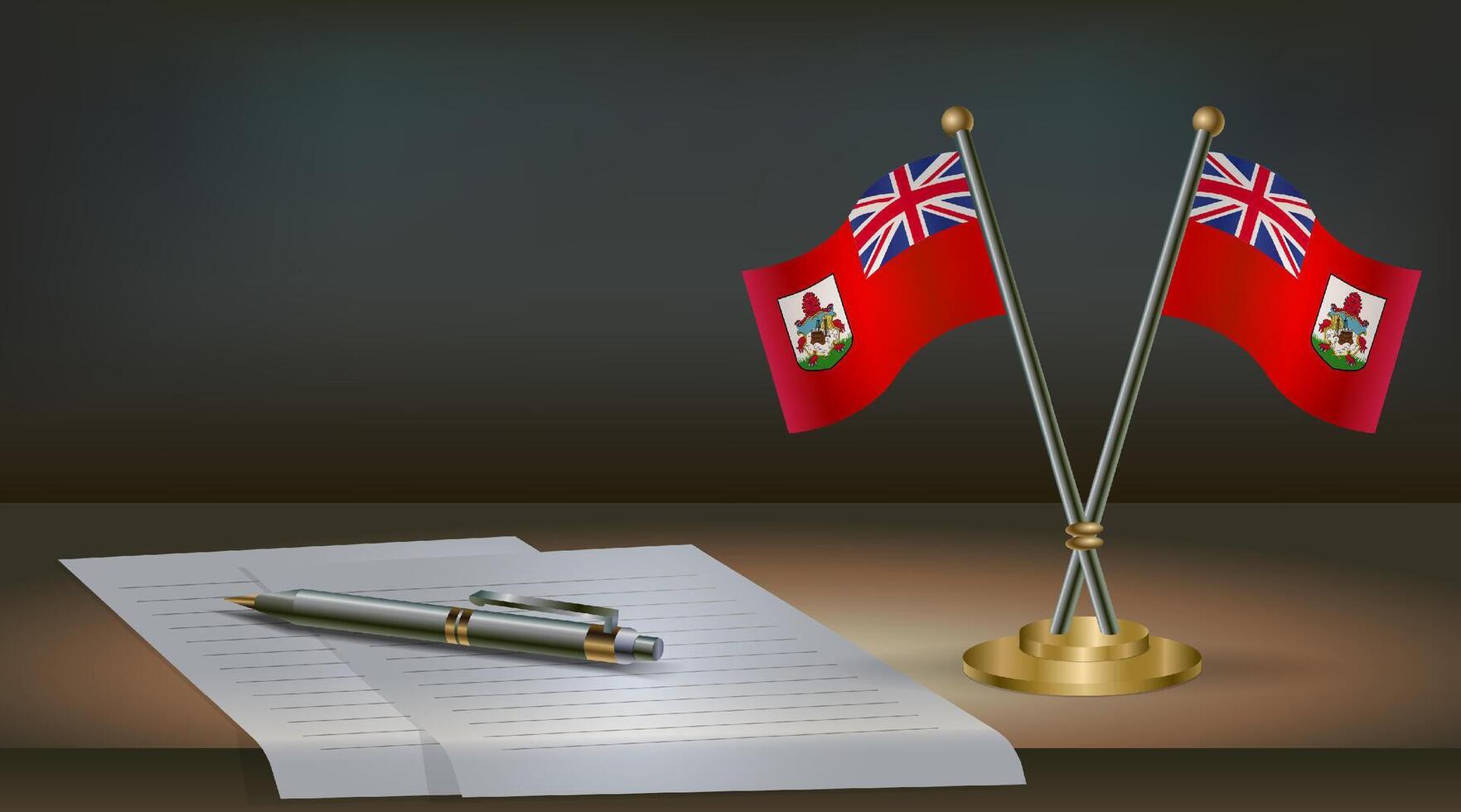Bermuda table flag on a dark gradient color background table. Illustration vector