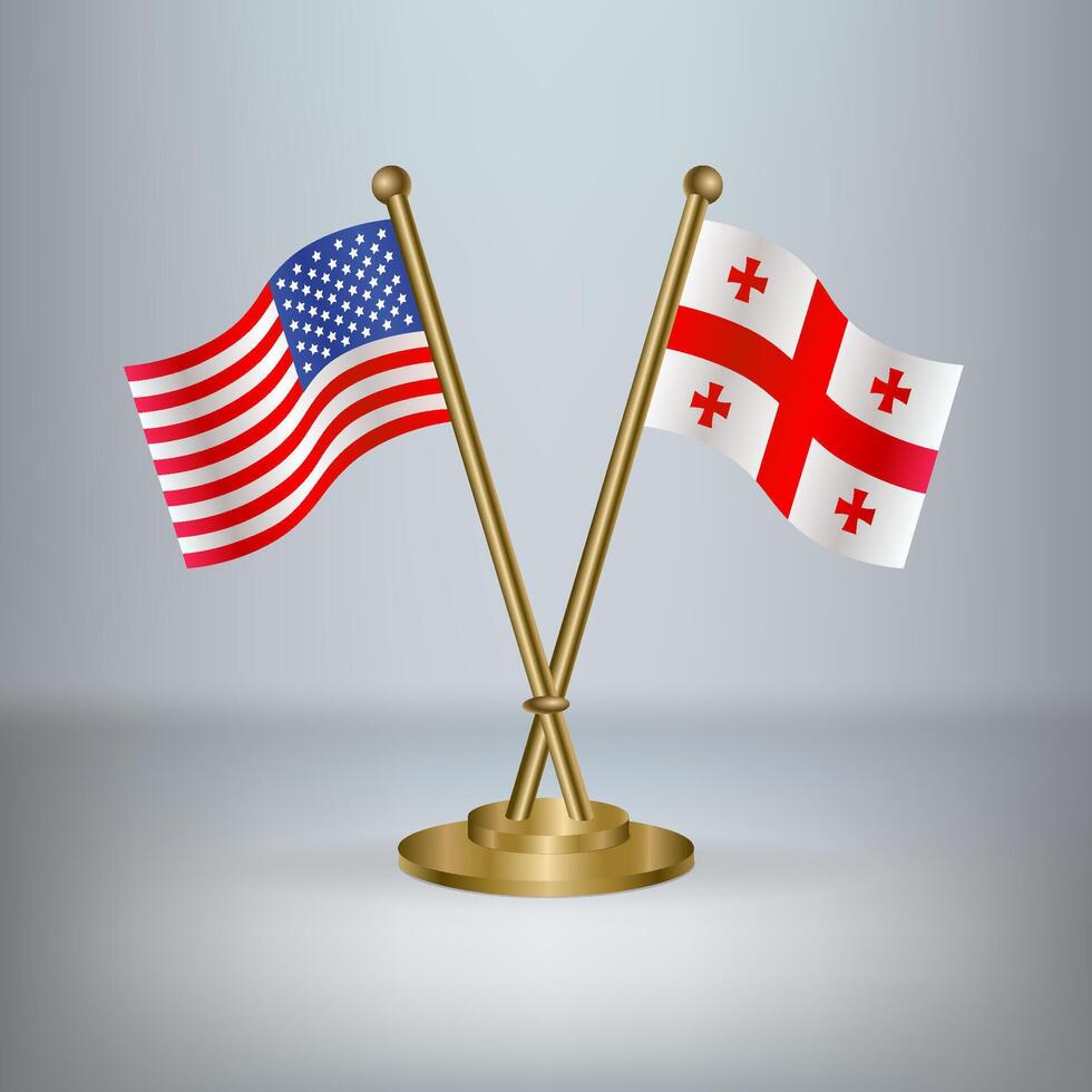 USA and Georgia Republic table flag relation, with gradient background vector