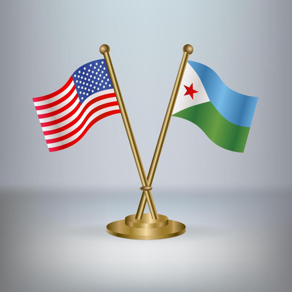 USA and Djibouti table flag relation, with gradient background vector