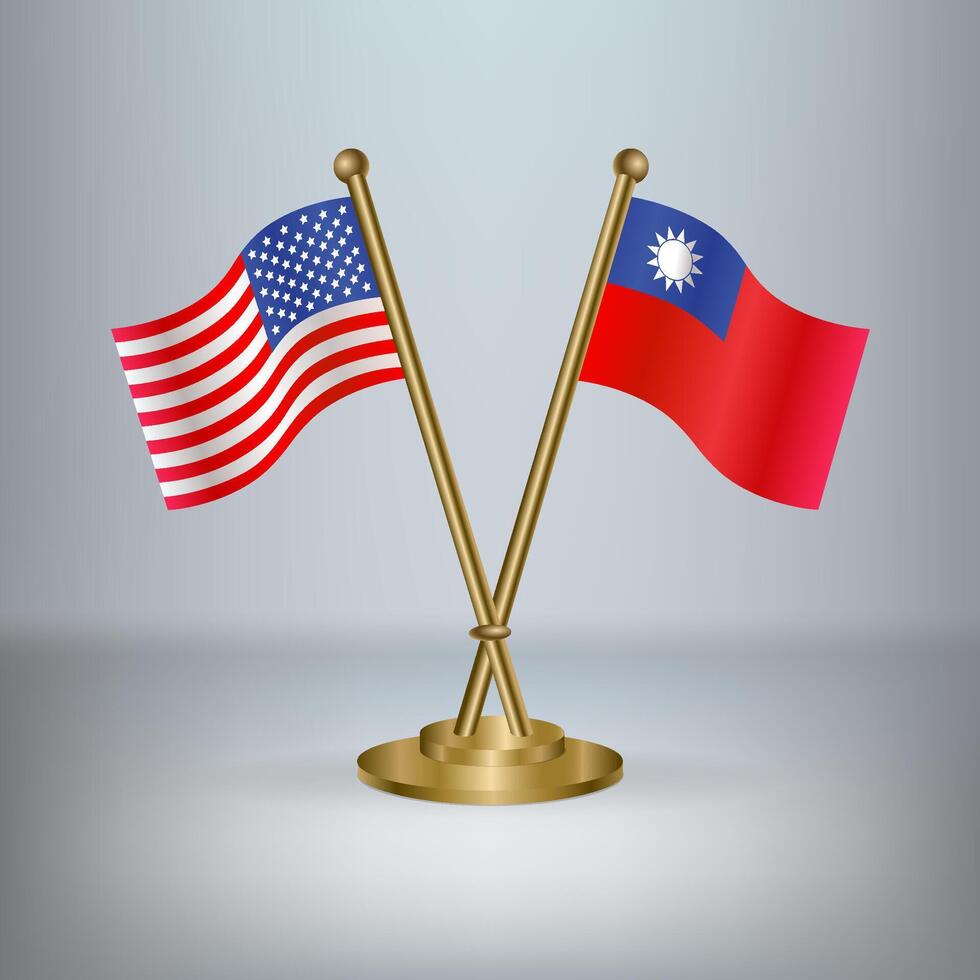 USA and Taiwan table flag relation, with gradient background vector