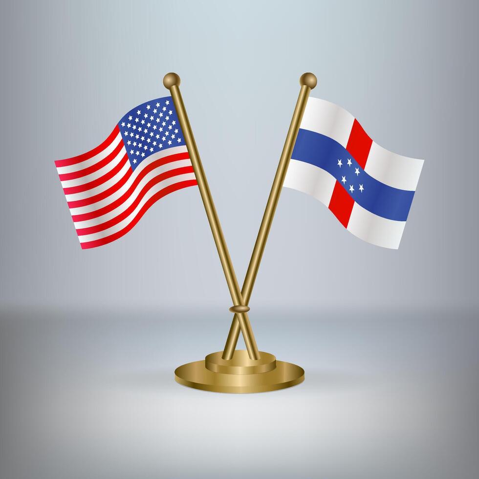 USA and Netherlands Antilles table flag relation, with gradient background vector