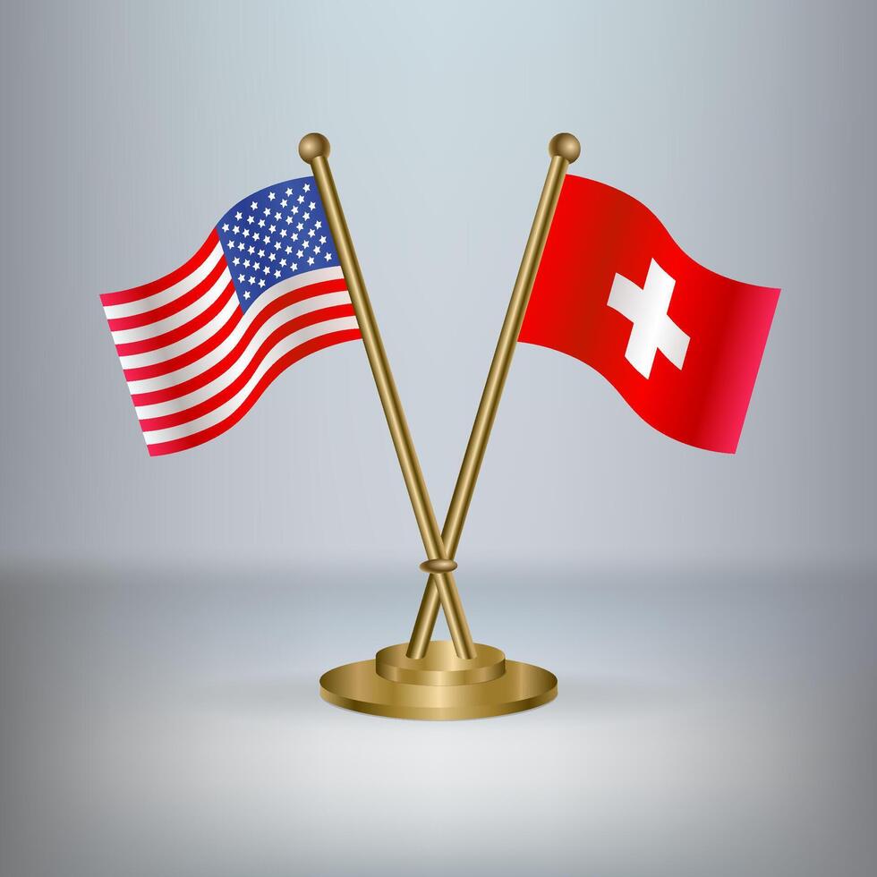 USA and Switzerland table flag relation, with gradient background vector