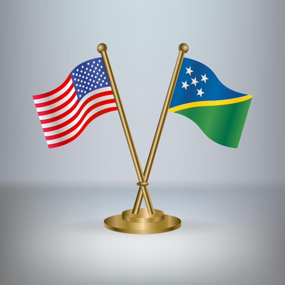 USA and Solomon Islands table flag relation, with gradient background vector