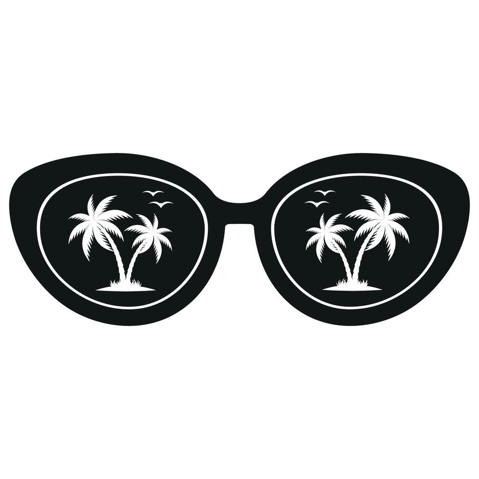 Illustration of sunglasses with palm trees vector