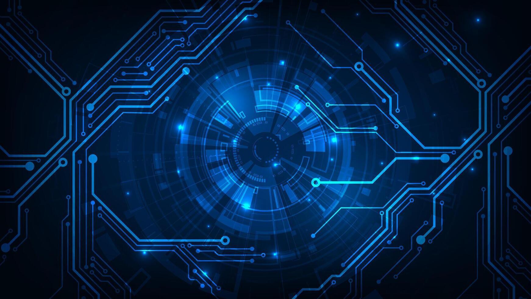 Digital hud technology abstract line circuit board blue innovation concept on dark background vector