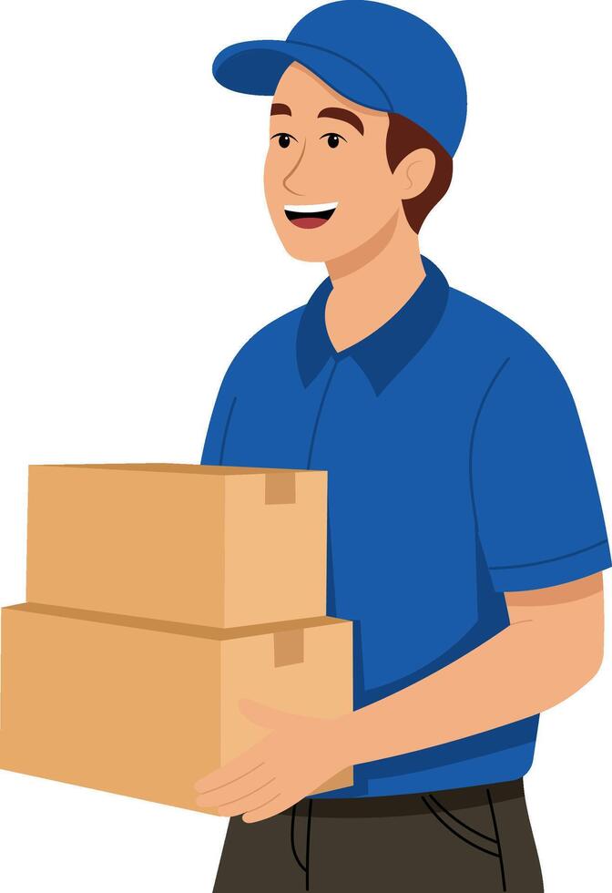 Delivery person with boxes vector