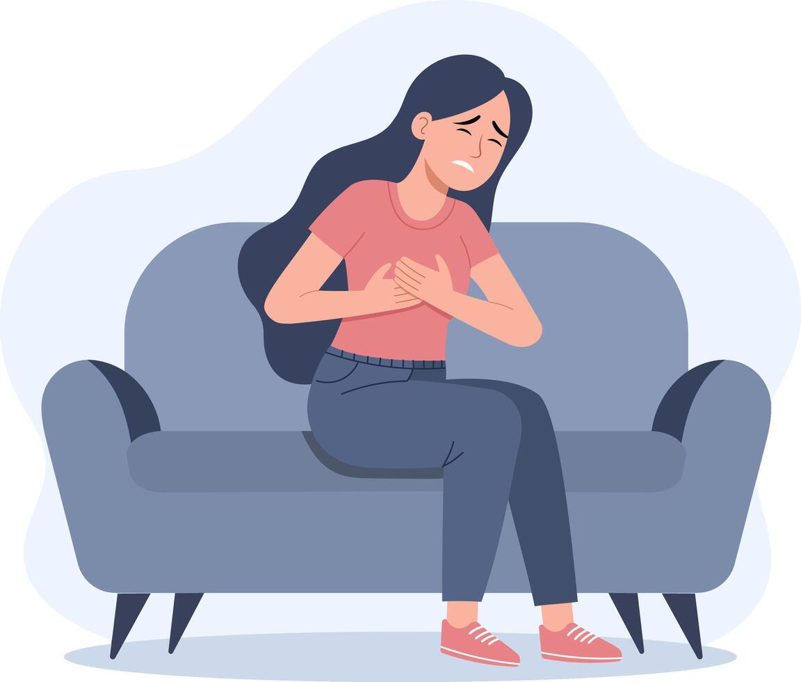 Woman with chest pain illustration vector